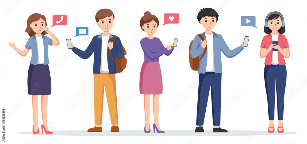 Fototapeta premium group of people using smartphone