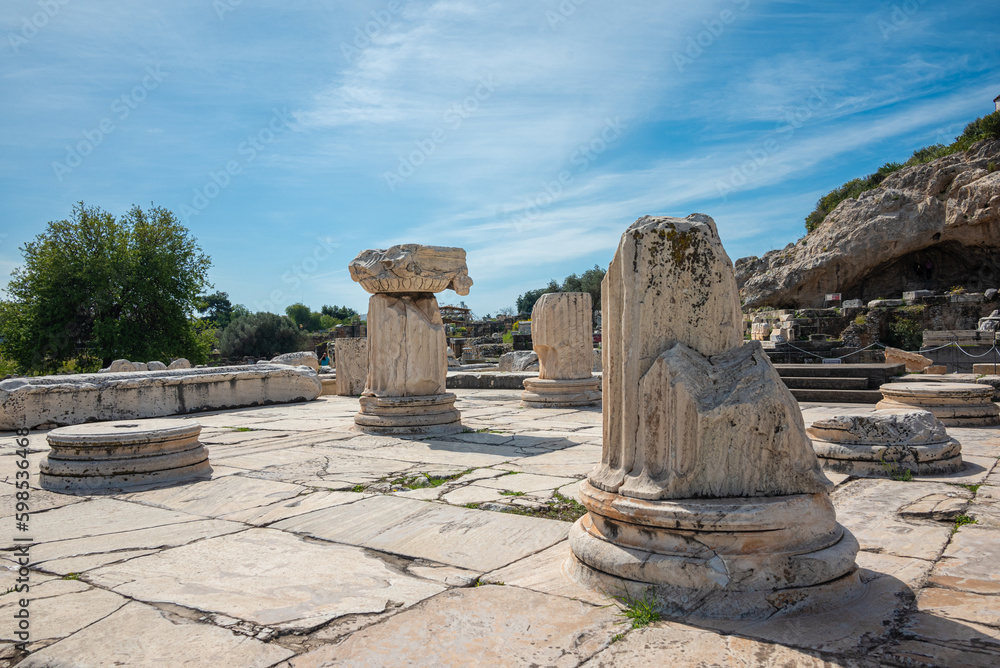 Archaeological site of Eleusis (Eleusina). The Greater Propylaia (monumental gateway in Greek architecture), which facing Athens and formed as the main entrance to the Sanctuary in Roman period