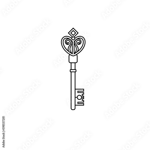 Vintage key icon vector . antiques illustration sign. old symbol.