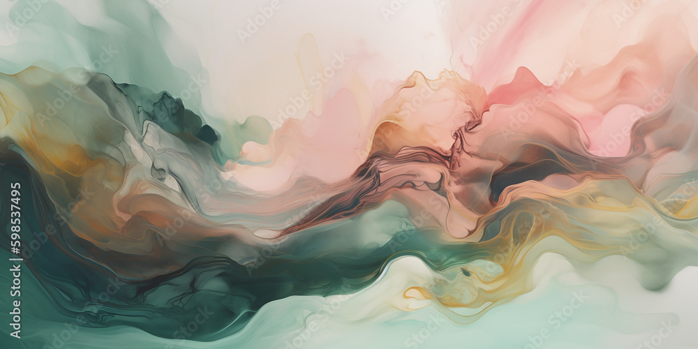 Abstract background in the style of soft pastel stains, shapes, lines and silhouettes