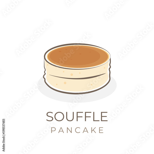 Japanese Souffle Pancake Cartoon Vector Illustration Logo