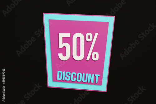 50% discount, shopping event. Sale, promotion, retail marketing, fifty percent discount and special offer sign. Shopping, retail store and commercial activity to safe money.