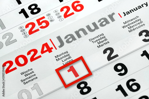 Deutscher Kalender 1. Januar 2024 Montag photo