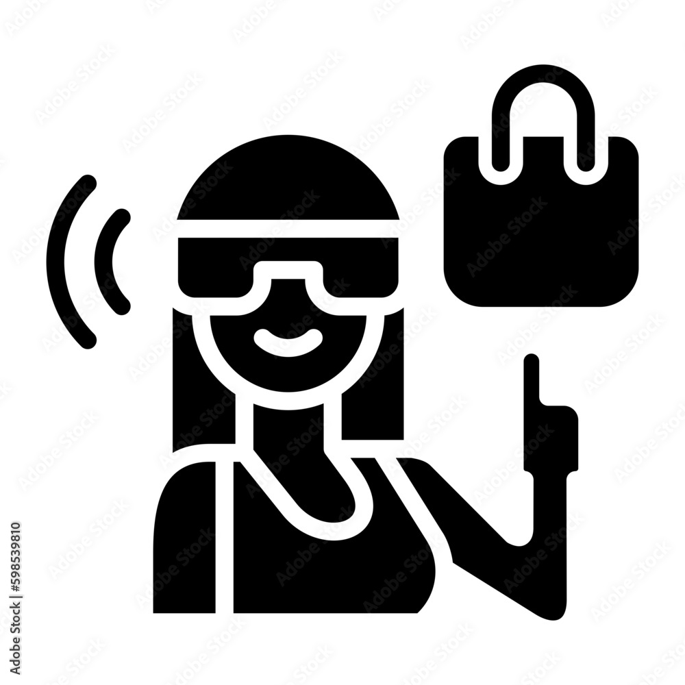 Vr Goggles glyph icon for shopper, woman, shopping, people logo