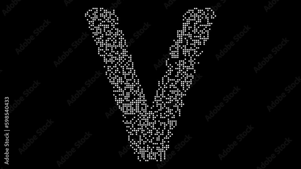 Twisting Digital Grid Alphabet Letter V Animation Twisting Digital Grid Alphabet Letter V Animation