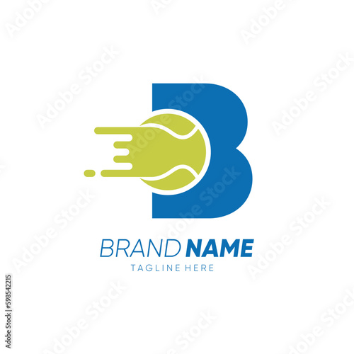 Letter B Initial Tennis Ball Logo Design Vector Icon Graphic Emblem Illustration