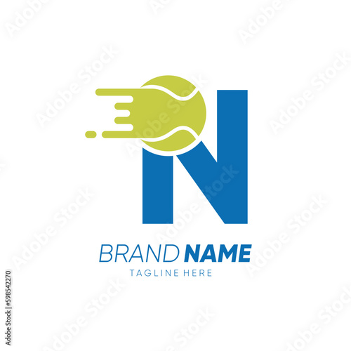 Letter N Initial Tennis Ball Logo Design Vector Icon Graphic Emblem Illustration