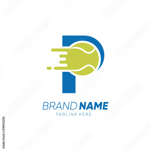 Letter P Initial Tennis Ball Logo Design Vector Icon Graphic Emblem Illustration