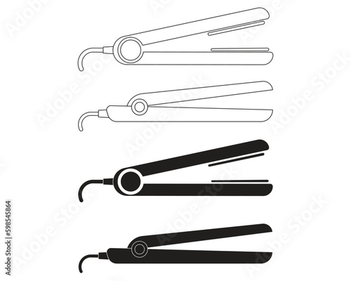 Hair straightener icon collection