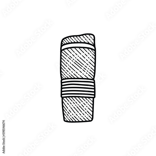 Stainless thermos bottle line art creative design