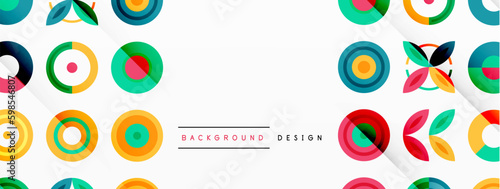Colorful circles in a grid composition abstract background. Design for wallpaper, banner, background, landing page, wall art, invitation, prints, posters