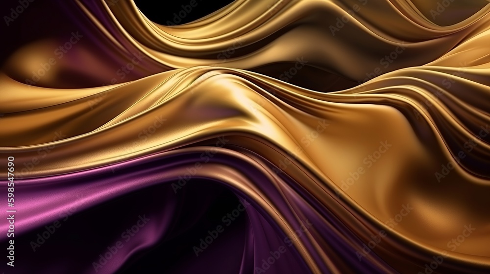Uncommon Foundation with Wave Shinning Gold and Purple Point Silk Surface. Creative resource, AI Generated