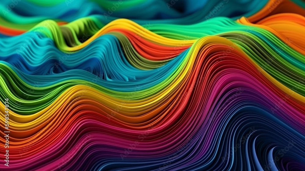 Shinning Multicolored Wave Foundation. Creative resource, AI Generated Shinning Multicolored Wave Foundation. Creative resource, AI Generated