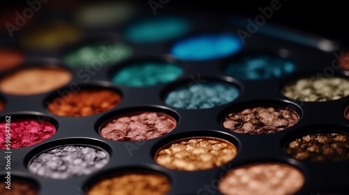 Closeup shot of eye shadow, heavenliness care things, gloriousness care things. Competent eyeshadow palette colossal scale shot. Creative resource, AI Generated