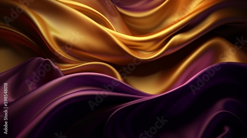 Uncommon Establishment with Wave Shinning Gold and Purple Point Silk Surface. Creative resource, AI Generated