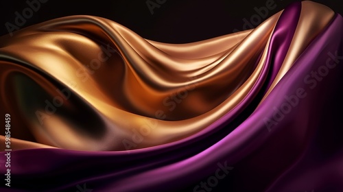 Uncommon Establishment with Wave Shinning Gold and Purple Point Silk Surface. Creative resource, AI Generated