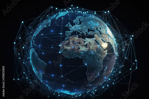 Communication network around Earth used for worldwide cryptocurrencies, AI
