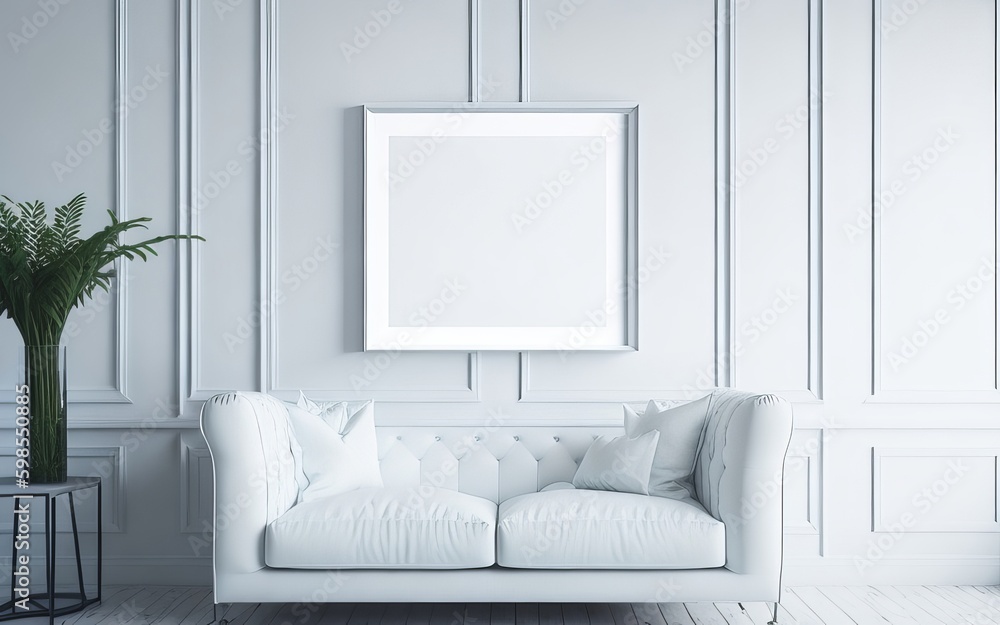 Frame mockup in living room design. Frame mockup in living room design.