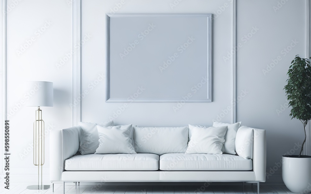 Frame mockup in living room design. Frame mockup in living room design.