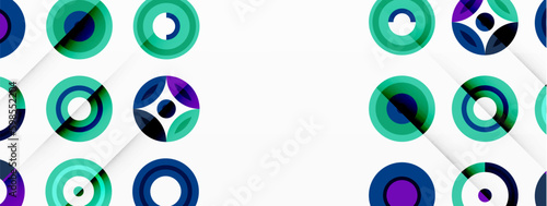 Colorful circles in a grid composition abstract background. Design for wallpaper, banner, background, landing page, wall art, invitation, prints, posters