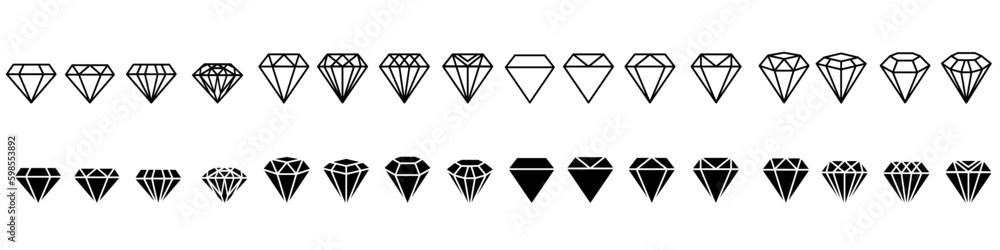 Diamond icon vector set. gemstone illustration sign collection. jewel symbol. Diamond icon vector set. gemstone illustration sign collection. jewel symbol.