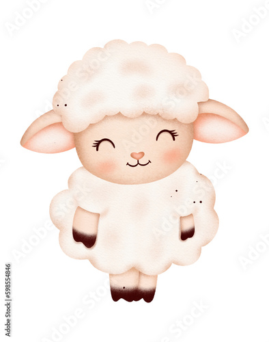 Cute baby sheep watercolor