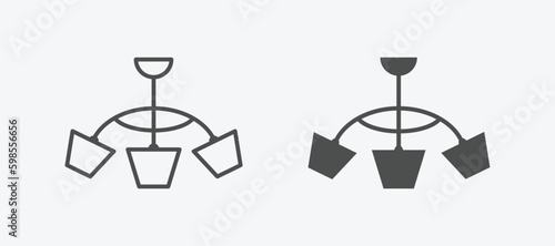 Chandeliers vector icon set. vector illustration of chandeliers isolated icon set. linear and filled style flat furniture sign for mobile concept and web design
