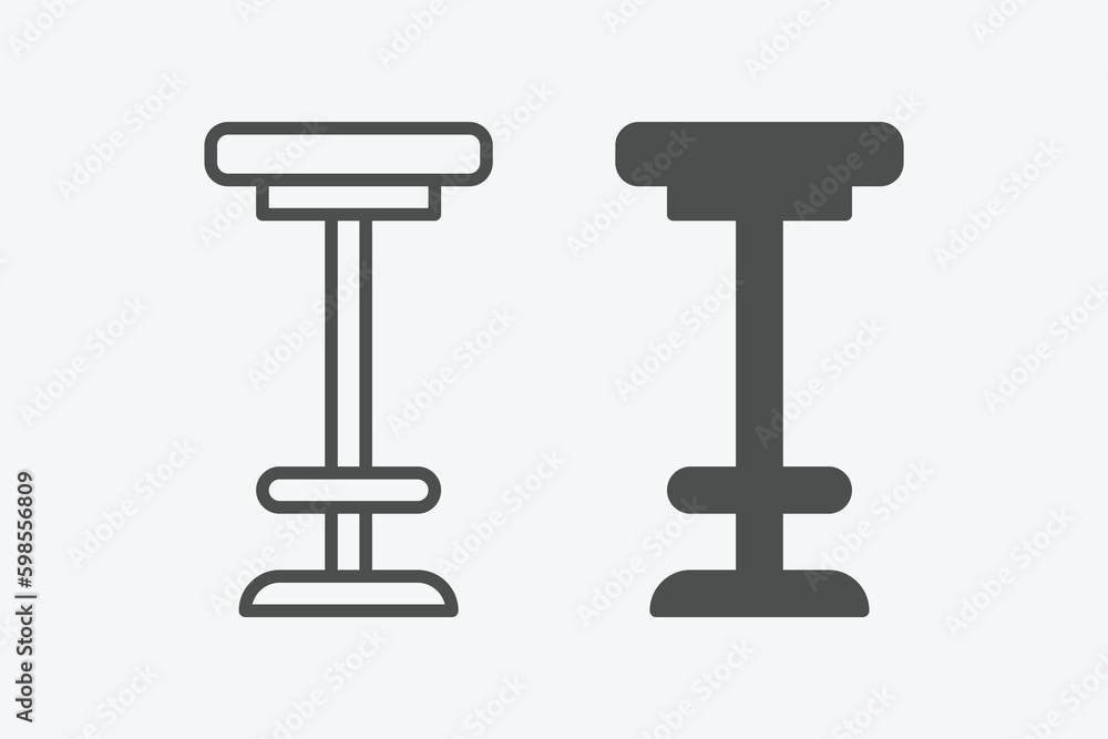 Chair vector icon set. vector linear and filled style flat furniture sign for mobile concept and web design