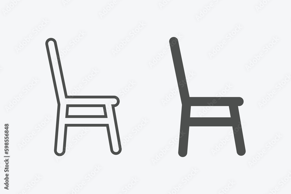 Chair vector icon set. vector linear and filled style flat furniture sign for mobile concept and web design Chair vector icon set. vector linear and filled style flat furniture sign for mobile concept and web design