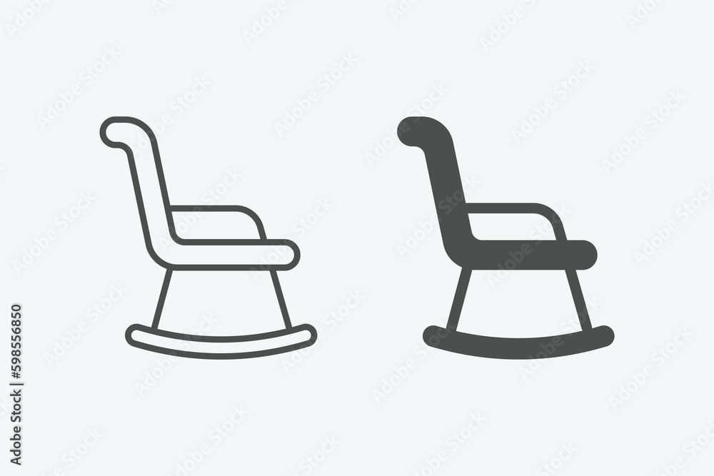 Chair vector icon set. vector linear and filled style flat furniture sign for mobile concept and web design Chair vector icon set. vector linear and filled style flat furniture sign for mobile concept and web design