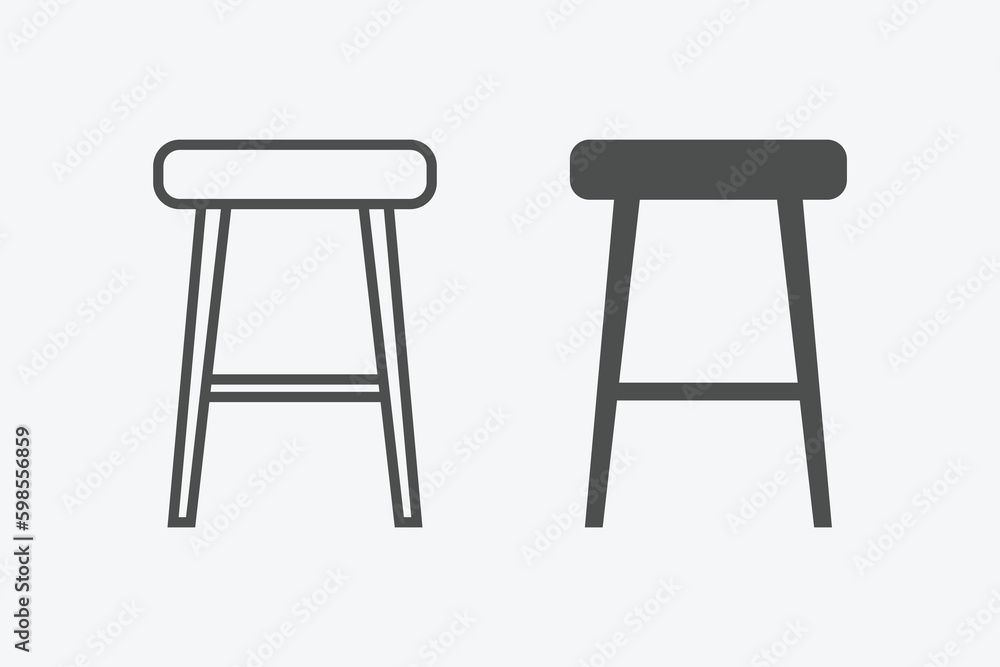 Chair vector icon set. vector linear and filled style flat furniture sign for mobile concept and web design Chair vector icon set. vector linear and filled style flat furniture sign for mobile concept and web design