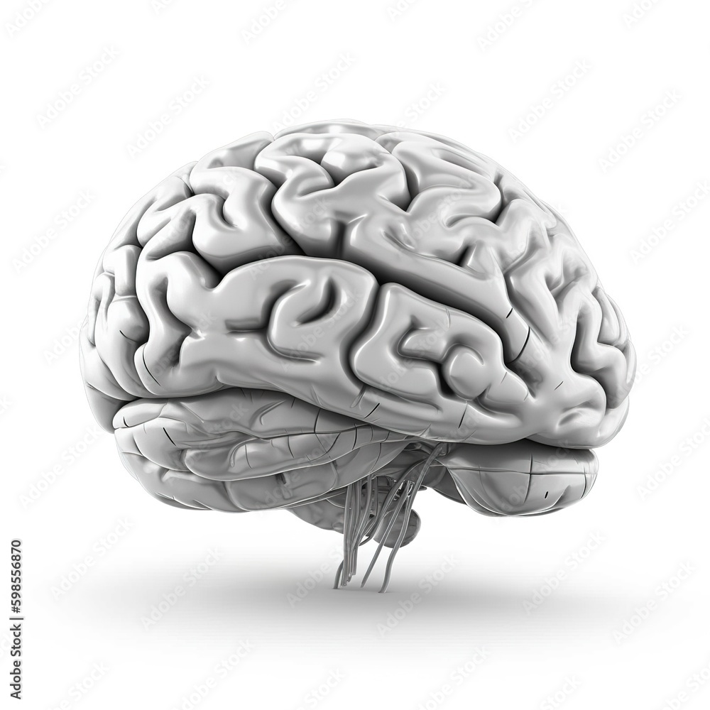 human brain on white background. generative ai Stock Illustration