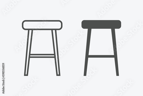 Chair vector icon set. vector linear and filled style flat furniture sign for mobile concept and web design