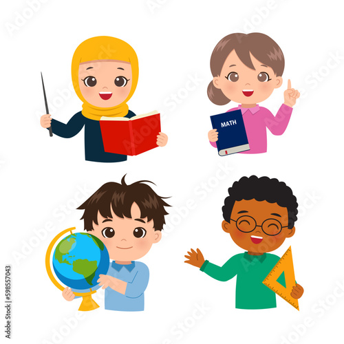 Set of different teacher clipart. Happy teacher's day