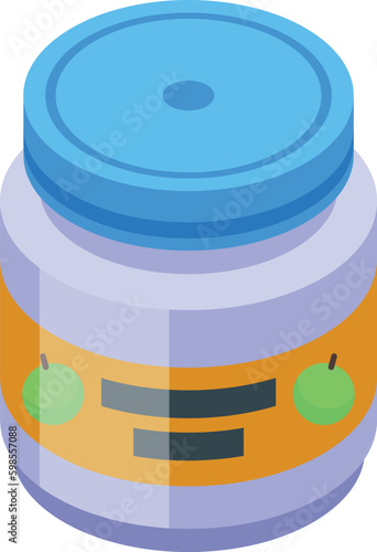 Baby food jar icon isometric vector. Care child. Parent nanny