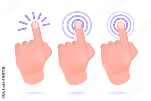 3d realistic vector illustration Hand pointing gesture, Touch or click.
