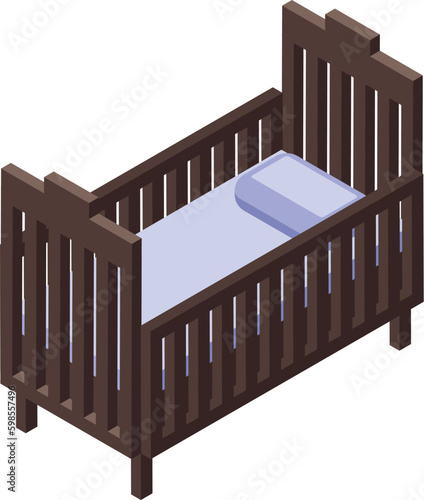 Baby crib icon isometric vector. Care child. Sleep bed