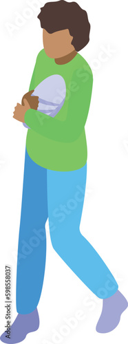 Night babysitting mom icon isometric vector. Child care. Sleep parent
