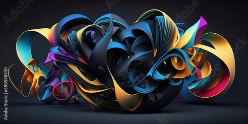 intricate 3d  filaments, mobius strip 3d. ai generated photo