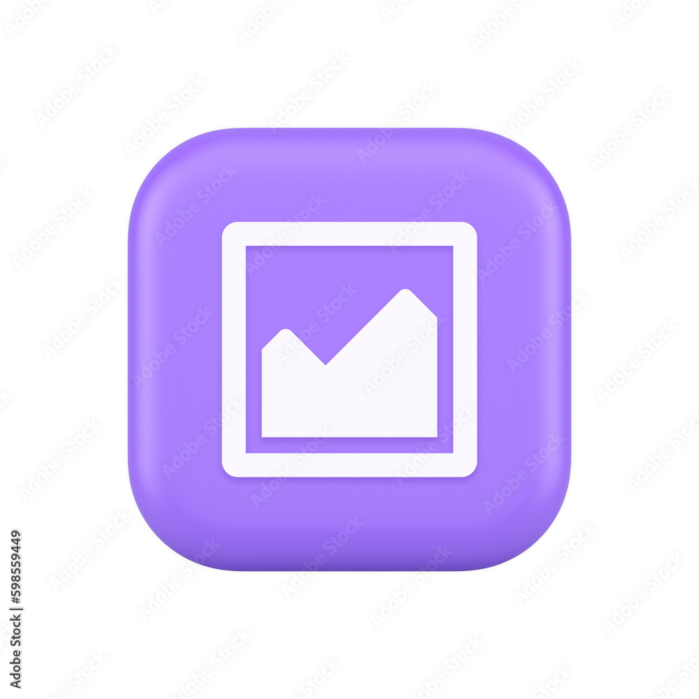 Graph diagram mathematical profit business purple squared button 3d realistic icon