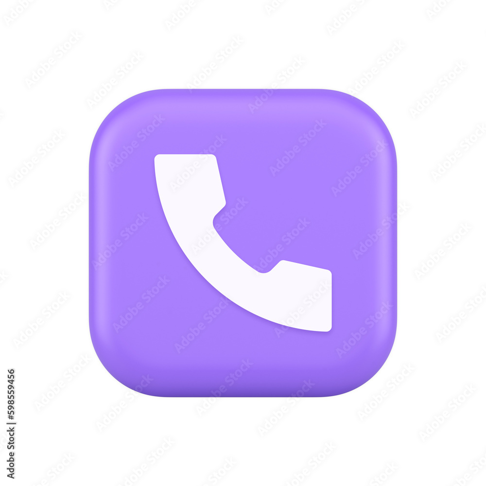 Helpline hotline call center phone handset squared button 3d realistic icon Helpline hotline call center phone handset squared button 3d realistic icon
