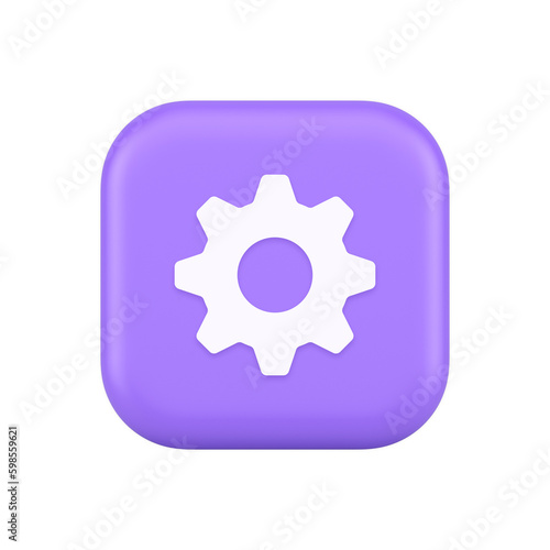 Cog gear button web technology setting repair business interface 3d realistic icon