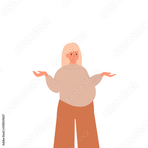 Thoughtful pregnant woman. Young pregnant woman thinking. Vector