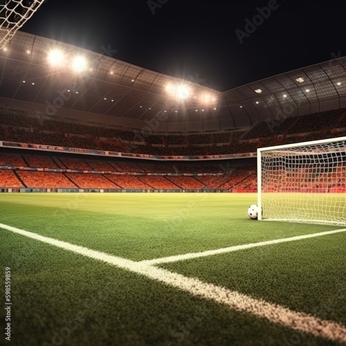 Ready to kick the penalty and score a goal inside area at the stadium. generative AI