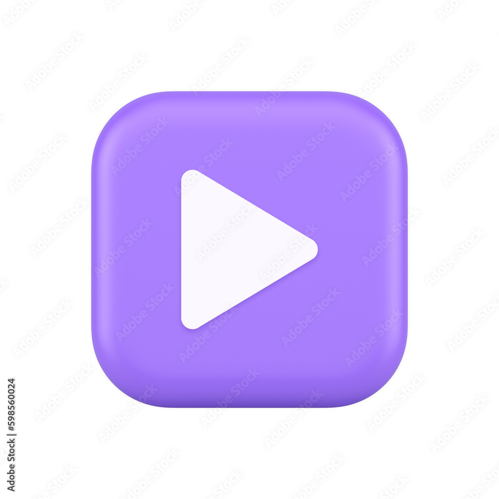 Play button triangle right arrow multimedia content player web app design 3d realistic icon Play button triangle right arrow multimedia content player web app design 3d realistic icon