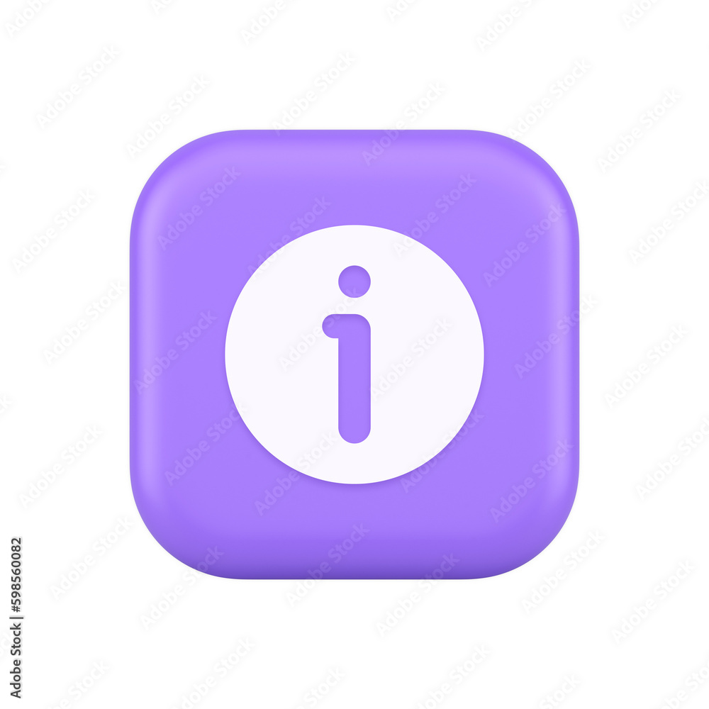 Info button information character FAQ question answer help support web app 3d realistic icon Info button information character FAQ question answer help support web app 3d realistic icon