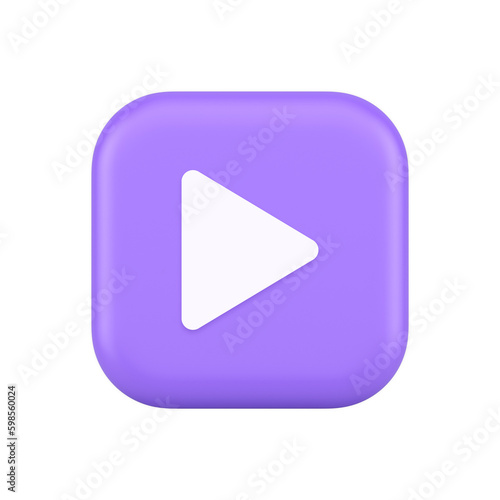 Play button triangle right arrow multimedia content player web app design 3d realistic icon