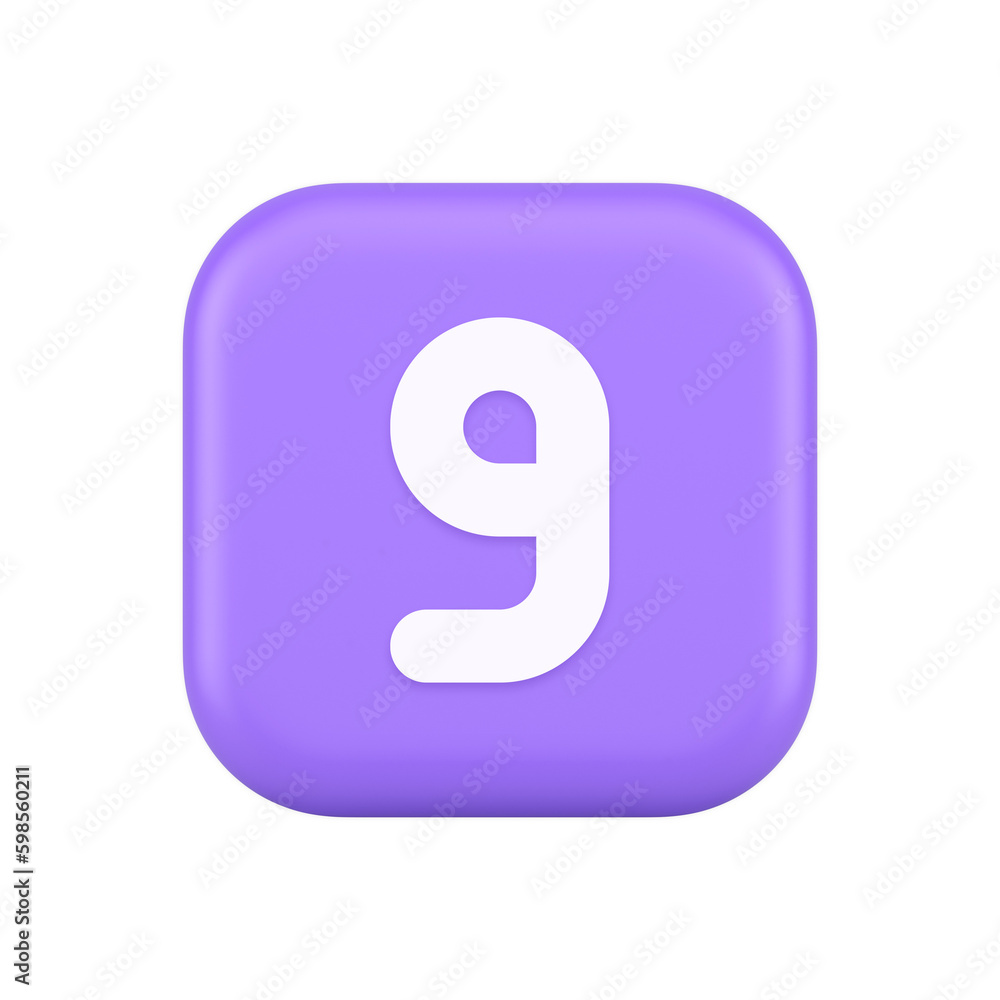 Nine number purple button calculation math financial budget web app 3d realistic icon Nine number purple button calculation math financial budget web app 3d realistic icon