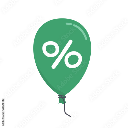 Balloon with percent symbol. Graphic design sale elelment isolated on white background. Flat vector illustration. Generative AI photo