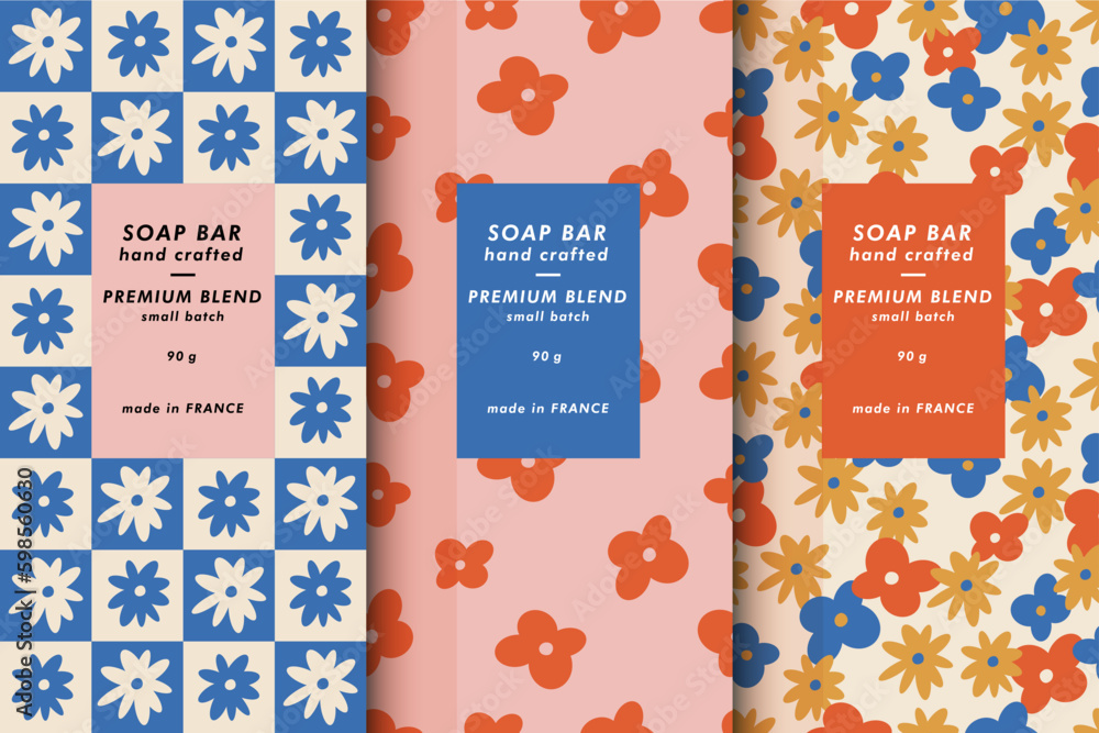 Vector set pattens for cosmetics with label template design. Patterns or wrapping paper for package and beauty salons